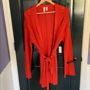 BNWT!! Burnt Orange Belted Long Cardigan